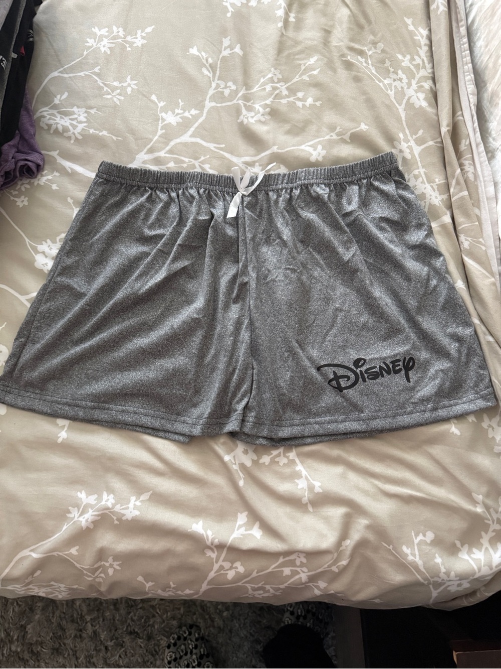 Disney Silver-Gray Athletic Lounge Shorts with Logo